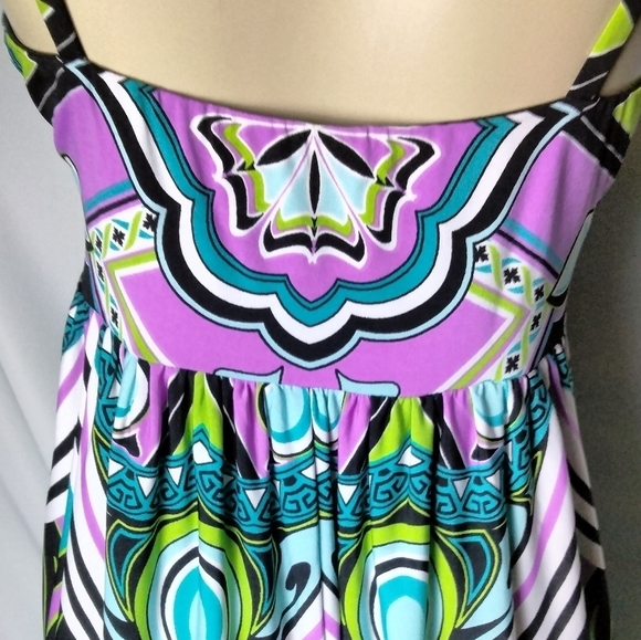 COLORFUL summer dress knee length size 6 - Picture 6 of 8